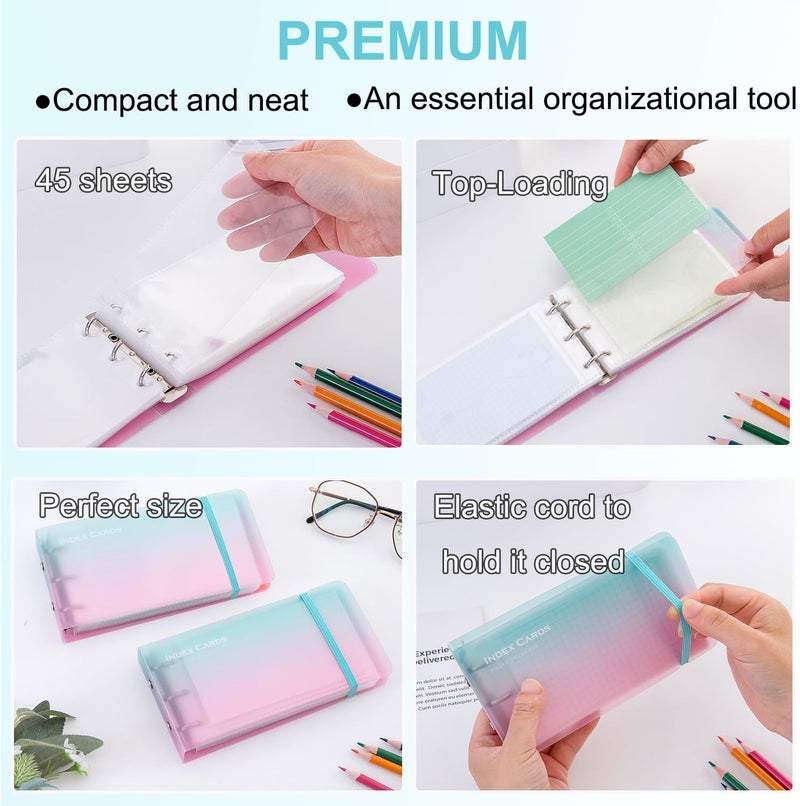 MANWU 3×5” index card Binder organizer with Plastic pocket Sleeves, small organized folder for recipes Flashcards,portable notecards case holder (2pcs colorful) - Image 4